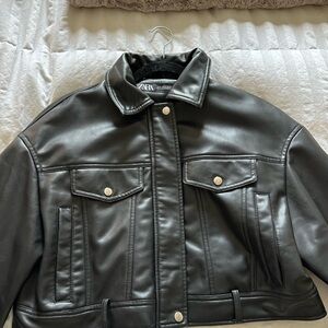 Zara Charcoal Faux Leather Jacket
